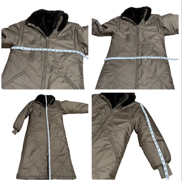 Bogner Reversible Faux Fur Quilted Trench Coat Sz 6 - Picture 13 of 15